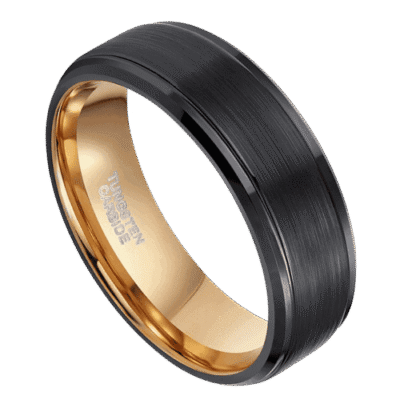black ring with gold inside wedding anniversary engagement tungsten 8mm ring in all sizes