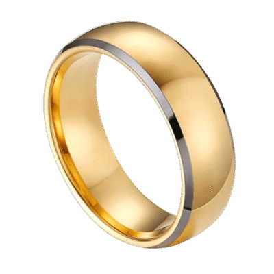 gold mens ring with silver edges Darius 8mm tungsten wedding anniversary engagement in all sizes