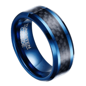 POYA Men's Tungsten Wedding Band With Turquoise - 8mm Width, Comfort Fit, Scratch Resistant Tungsten Carbide Ring