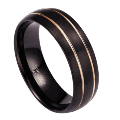 black mens ring with 2 gold bands wedding anniversary engagement ring 8mm tungsten in all sizes