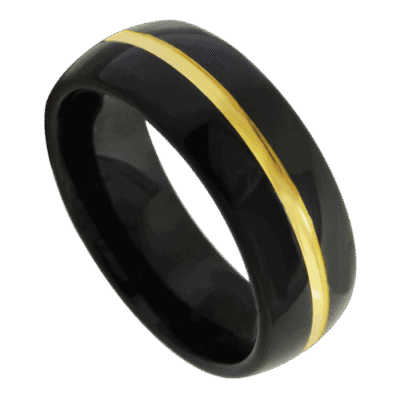 black mens ring with gold centre band 8mm tungsten wedding anniversary engagement ring in all sizes