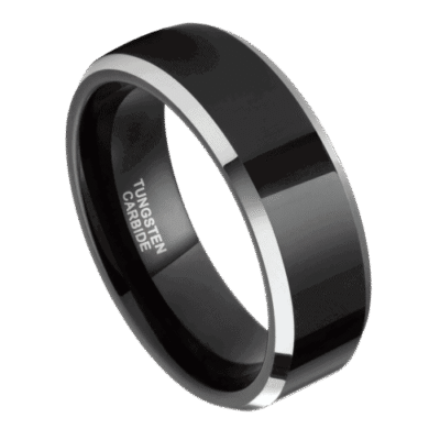 mens black ring wedding anniversary engagement band modern polished tungsten ring 6mm 8mm all sizes