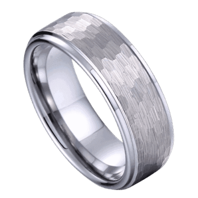 silver mens ring hammered design 8mm tungsten wedding anniversary engagement band in all sizes