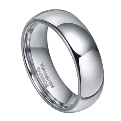 silver mens wedding ring or anniversary engagement band polished 6mm 8mm tungsten band in all sizes modern traditional design