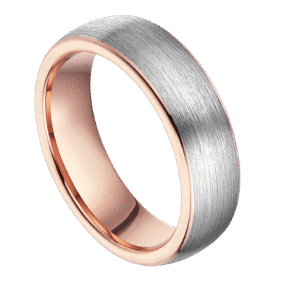 mens silver wedding ring with rose gold tungsten. engagement and anniversary band in all sizes 6mm or 8mm modern style