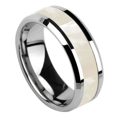 mother of pearl mens ring with silver rims tungsten 8mm wedding anniversary engagement band in all sizes