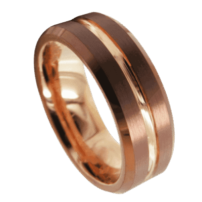 rose gold mens ring tungsten 8mm wedding anniversary engagement band in all sizes brushed and polished