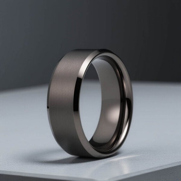 Gunmetal Grey Mens Wedding Band or Engagement Ring