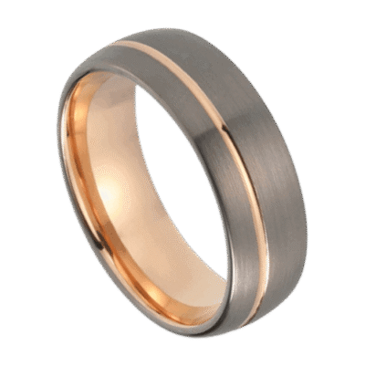 mens tungsten ring Gunmetal grey and rose gold 