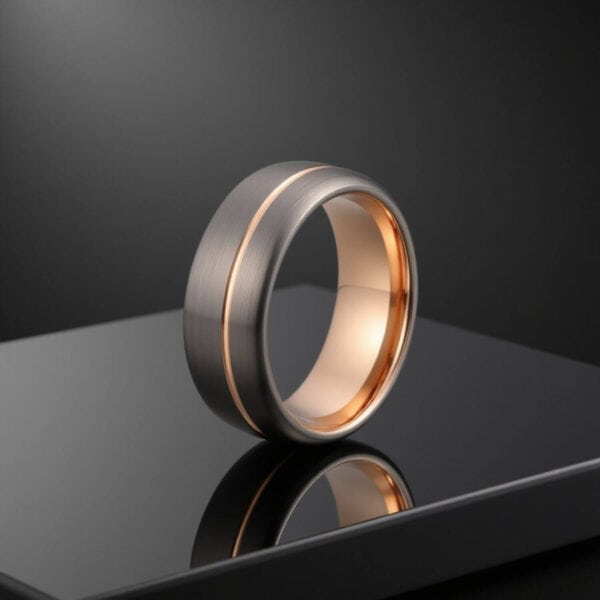 Tungsten Ring for Him - Gunmetal Grey and Gold