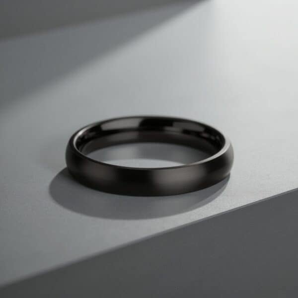 Black Titanium Ring for Him - Brushed Black Surface in a Slim Style Design - 4mm Width