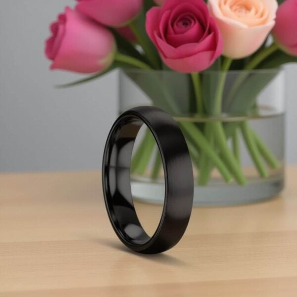 Men's titanium promise ring with sleek Black design