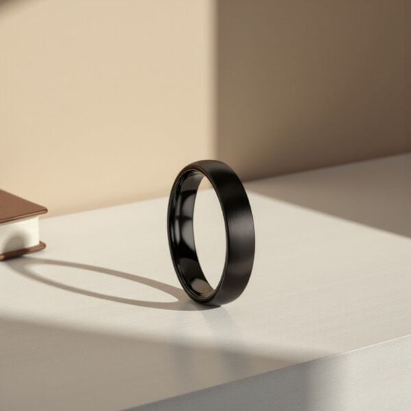 Male Black Titanium Ring - Thin Style - Brushed Finish