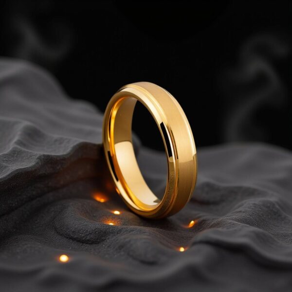 Superb gold tungsten engagement ring for him