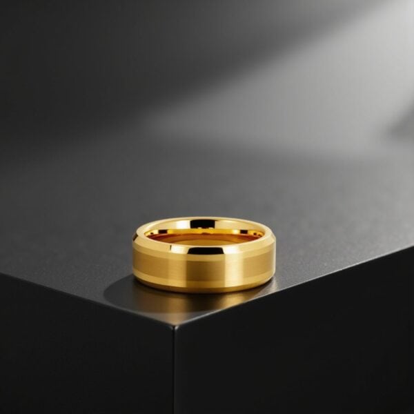 Mens Gold Tungsten Engagement Ring / Wedding Band