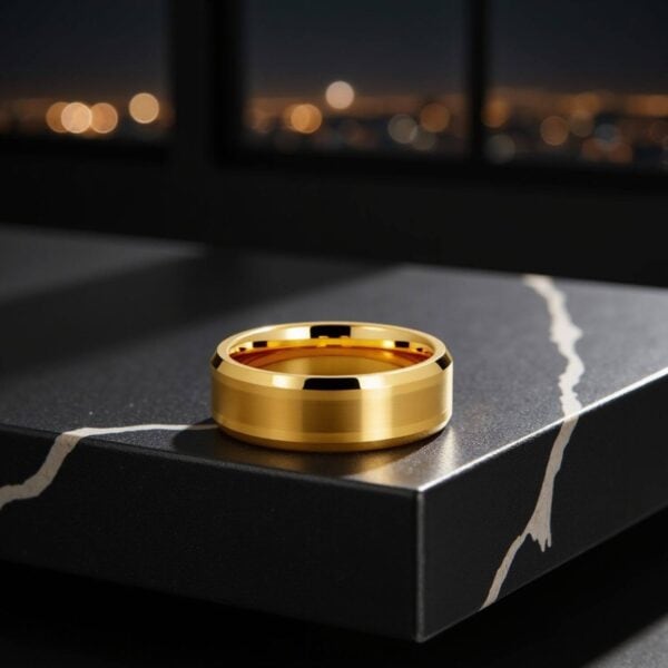 A mans tungsten ring - gold band for wedding, engagement or anniversary