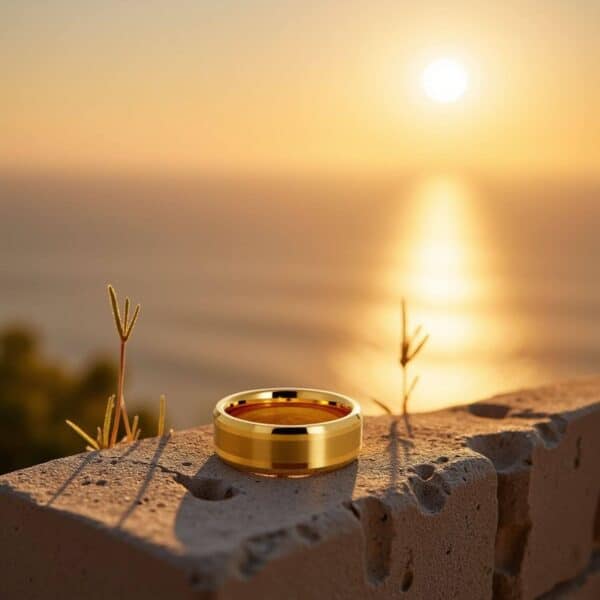 Tungsten Ring for Man - Gold Wedding Band