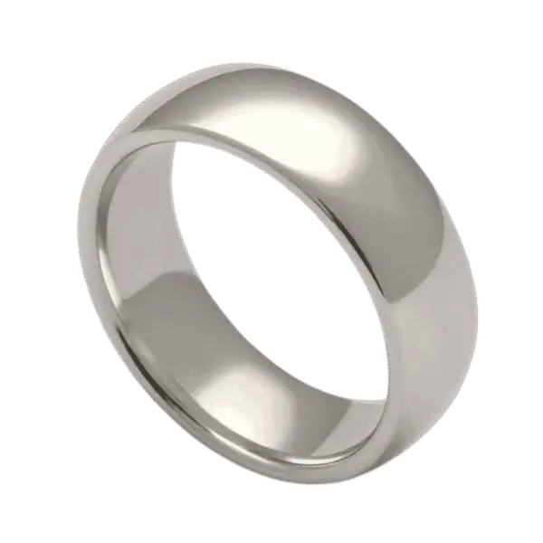 An elegant mans wedding band made with tungsten. This white gold male ring is a classic style and is well suited as a gents wedding ring or engagement ring.