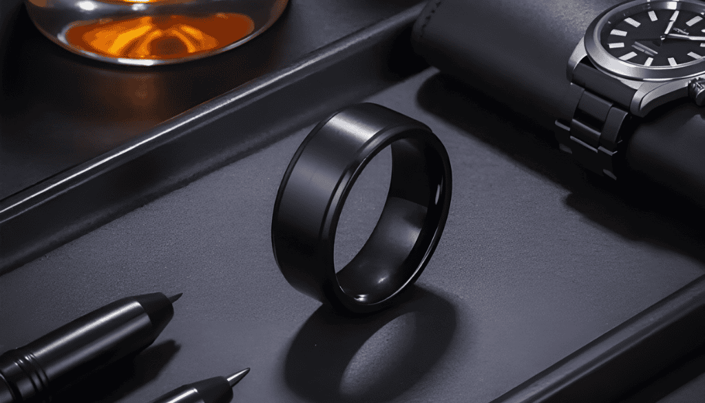 Acute men’s black silicone fashion ring with a sleek, modern design — lightweight, flexible, and ideal for active lifestyles or bold everyday statement wear.