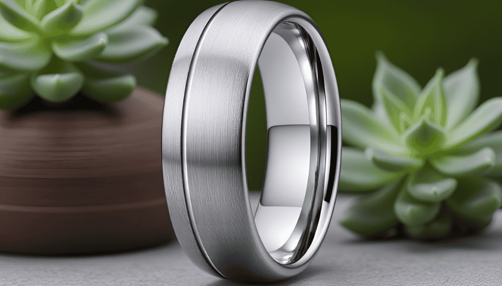 Aspen brushed silver tungsten ring for men featuring a smooth matte finish — designed as a durable wedding or engagement band with a modern, masculine look.