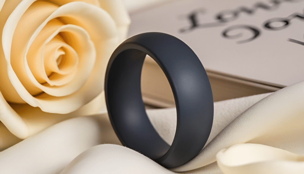 Charman men’s silicone ring in charcoal grey with a domed profile, designed for comfort, durability, and everyday wear.