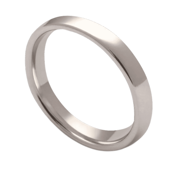 A white gold thin style tungsten ring for males. White gold colour and 4mm in width.