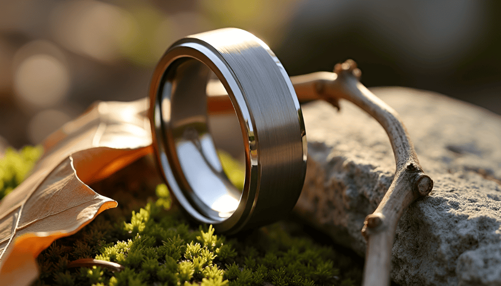 Titan men’s engagement or promise ring with a bold, modern design — crafted for durability and everyday comfort, ideal for expressing commitment with a sleek masculine edge.