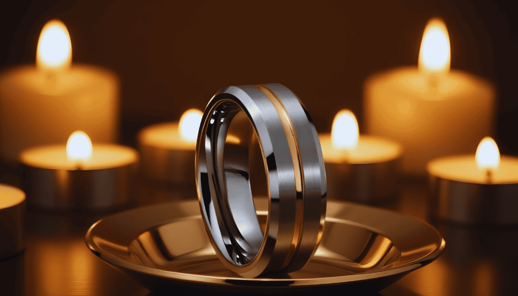 Always men’s eternity ring crafted from brushed silver tungsten, featuring a sleek minimalist design — perfect as a promise band, engagement ring, or meaningful everyday accessory.
