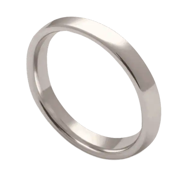A white gold thin style tungsten ring for males. White gold colour and 4mm in width.