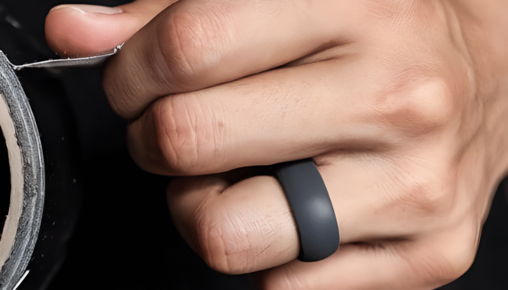 Charcoal grey domed men’s silicone ring with a smooth matte finish, designed for comfort, flexibility, and everyday durability.