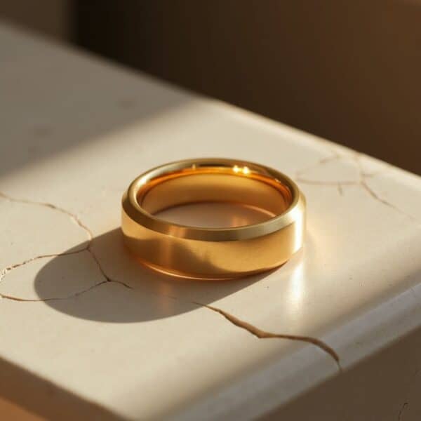 Gold promise ring for men or a mans wedding ring. Custom ring engraving