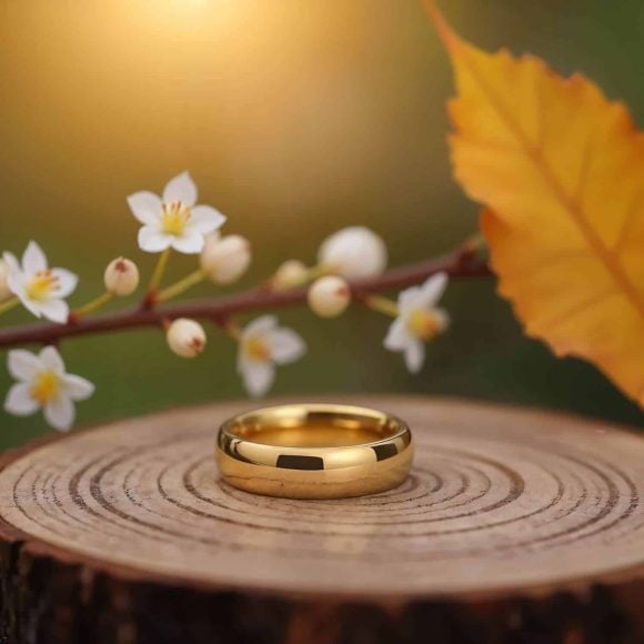 Graceful – Mens Wedding Band – Eternity Ring in Gold Titanium – Personalised Engraving Mans Engagement Ring - Gold Titanium