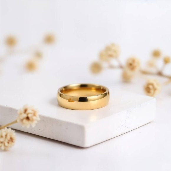 Graceful – Smooth Gold Titanium Mens Ring Titanium Ring in Gold - Wedding Band for Men