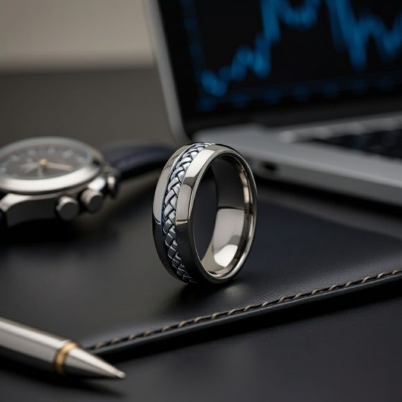 Braided groove tungsten wedding band for men, ideal as a promise ring, anniversary ring, or statement ring for guys.