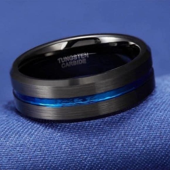 Visionary – Black and Blue Men’s Ring Black and Blue Mens Ring brushed comfort fit