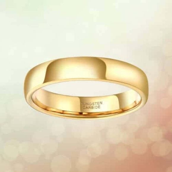 mens gold wedding ring 4mm thin polished 