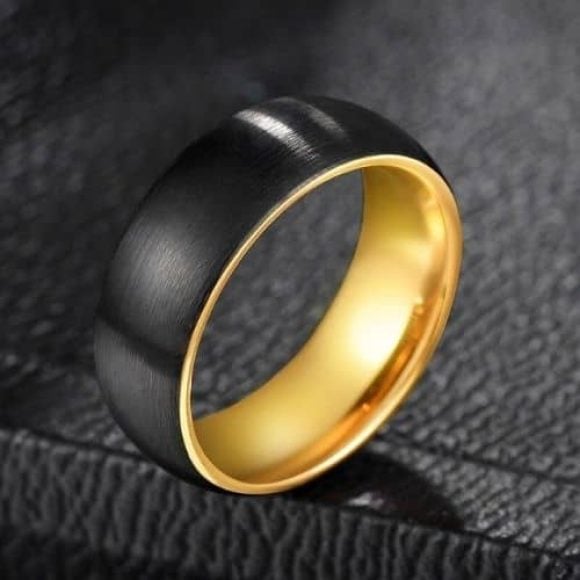 brushed black mens ring Shard 