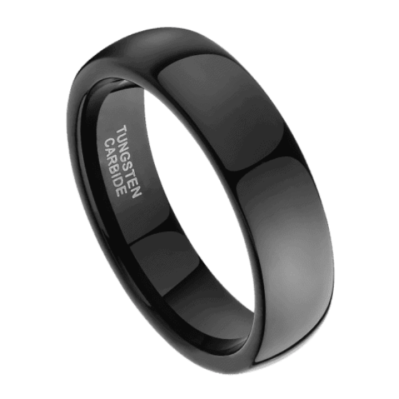 Midnight Black mens ring Midnight Black mens ring 6mm 8mm tungsten smooth domed