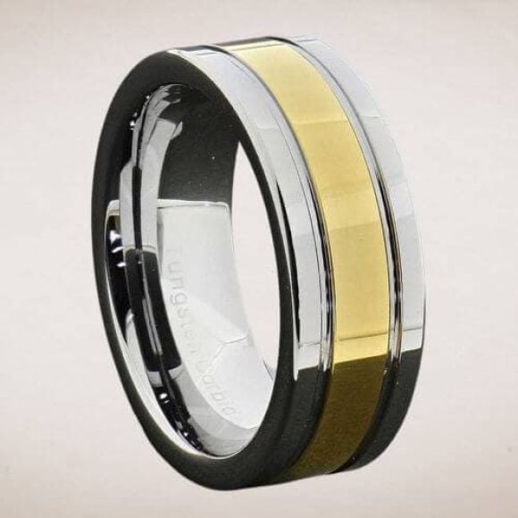 Men's Tungsten Ring in Silver and Gold