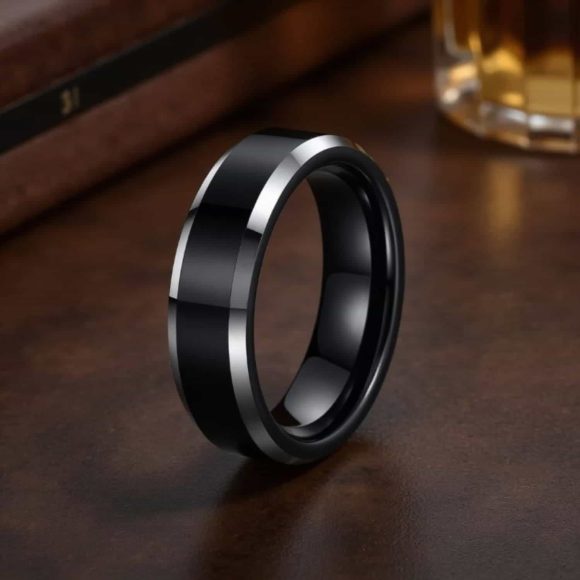 Storm – Personalised Titanium Ring for Men – A black and silver ring for him This titanium ring, with its blend of black and silver is perfectly suited as a gents wedding band, or an eternity ring for him